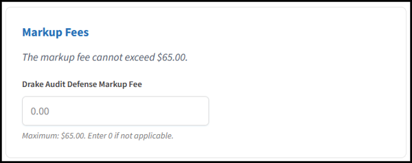 Markup fee entry
